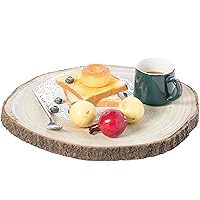 Vintiquewise Barky Natural Wood Slabs Rustic Ornament Slice Tray Table Charger - 16 Inch Dia