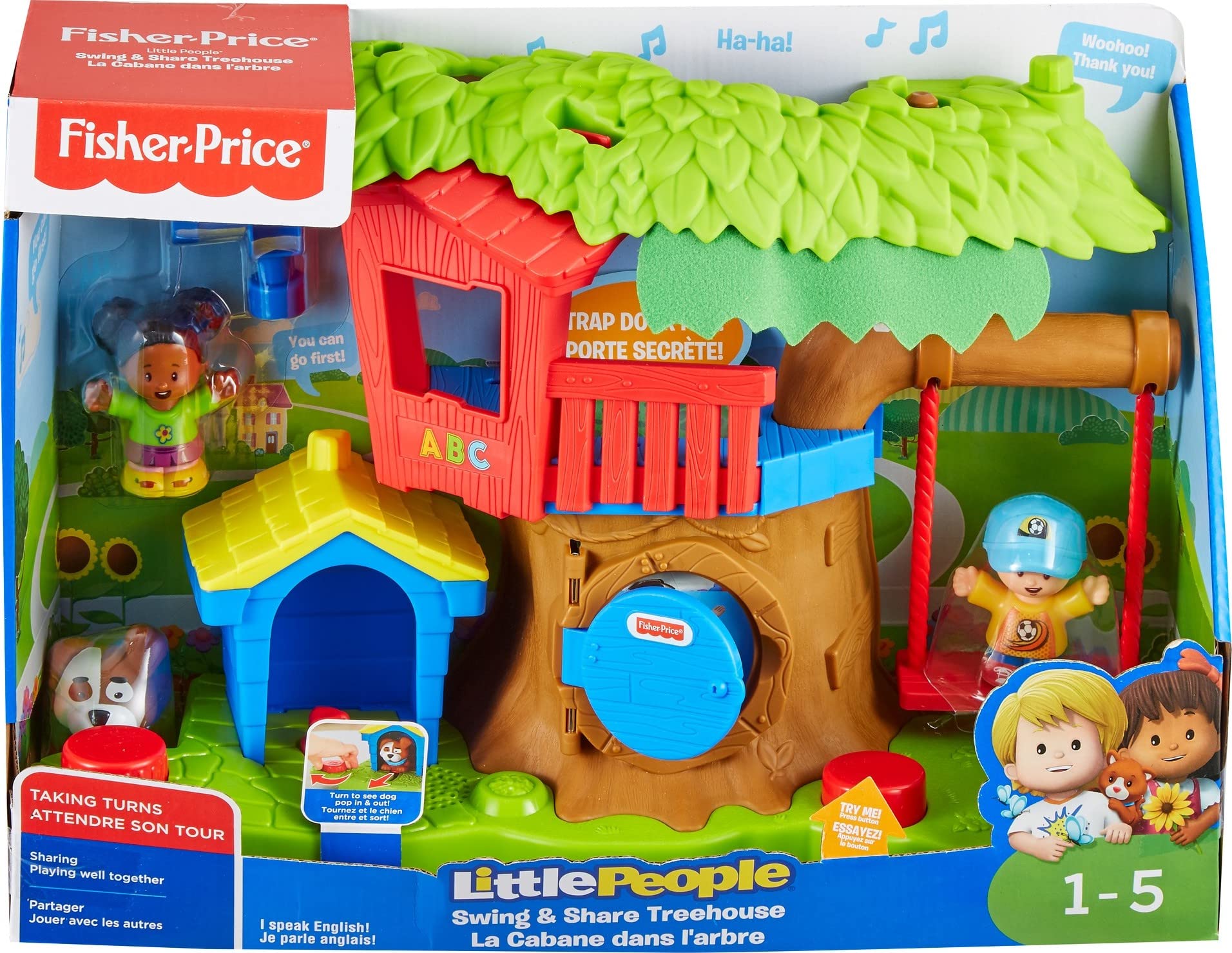 Fisher-Price Little People Toddler Musical Toy Swing & Share Treehouse Playset with 3 Figures for Pretend Play Ages 1+ Years (Amazon Exclusive)