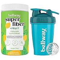 Bellway Super Fiber Powder + Fruit, Lemon Lime Shaker Bottle Bundle