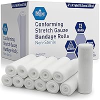 Medpride Conforming Gauze Rolls (4''x 4.1 Yards) – Pack of 12 First Aid Rolled Stretch Bandages for Wounds & Injuries – Disposable Nonsterile Body Wrap Dressing for The Knee, Ankle, Hands, Wrist