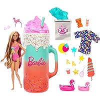 Pop Reveal Doll & Accessories, Rise & Surprise Fruit Series Gift Set with Scented Doll, Squishy Scented Pet, Color Change, Moldable Sand & More, 15+ Surprises