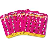 Finger-Tip Shutter Bingo Cards with Sliding Windows - Auto Bingo Game Set - Travel Bingo Game for Adults & Kids - Reusable, No Chips & Daubers Needed - 4 Packs - Pink
