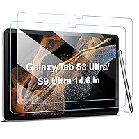 ZtotopCases 2 Pack Screen Protector for Samsung Galaxy Tab S9/S8 Ultra 14.6 Inch 2023/2022(SM-X900/X906/X916B/X910N), High Definition Tempered Glass for Samsung Galaxy Tab S9 Ultra 2023/S8 Ultra 2022