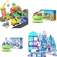 Magnetic Tiles Magnetic Construction Set with 2 Cranes Boys Toys for Ages 3-5 5-7 8-10 Magnetic Blocks Arctic Animals Toddler Kids Toys Frozen Toys for Girls