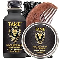 Beard Oil Conditioner 3-in-1 Set by Caveman - Tame and Strengthen with Beard oil and Moisturize with Beard Balm - Smooth and Finish with Beard comb