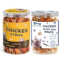 Chicken Jerky Strips & Chicken Wrapped Fish, Dog Treats, Training Treats for Dogs w/Taurine