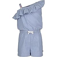 Nautica Girls' Lightweight Chambray Romper With Elastic Waistband