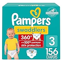 Pampers Swaddlers 360 Pull-On Diapers, Size 3, 156 Count, One Month Supply, for up to 100% Leakproof Skin Protection and Easy Changes