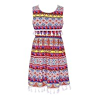 YiZYiF Kids Girl's Printed Sleeveless Summer Casual Boho Sundress A-line Party Dress
