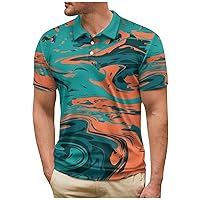Mens Shirt,Summer Plus Size Polo Shirt Short Sleeve Button Tees Casual Trendy Outdoor Top Blouse T Shirt