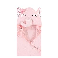 Unisex Baby Cotton Animal Face Hooded Towel, Floral Pretty Elephant, One Size