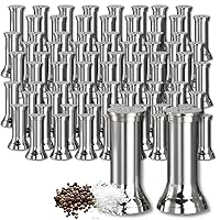 International 7600CV001 Stainless Steel Salt & Pepper Shaker, Modern Tabletop Mirror Finish Round Tapered Metal Seasoning Dispenser Bulk Sets, 2.5