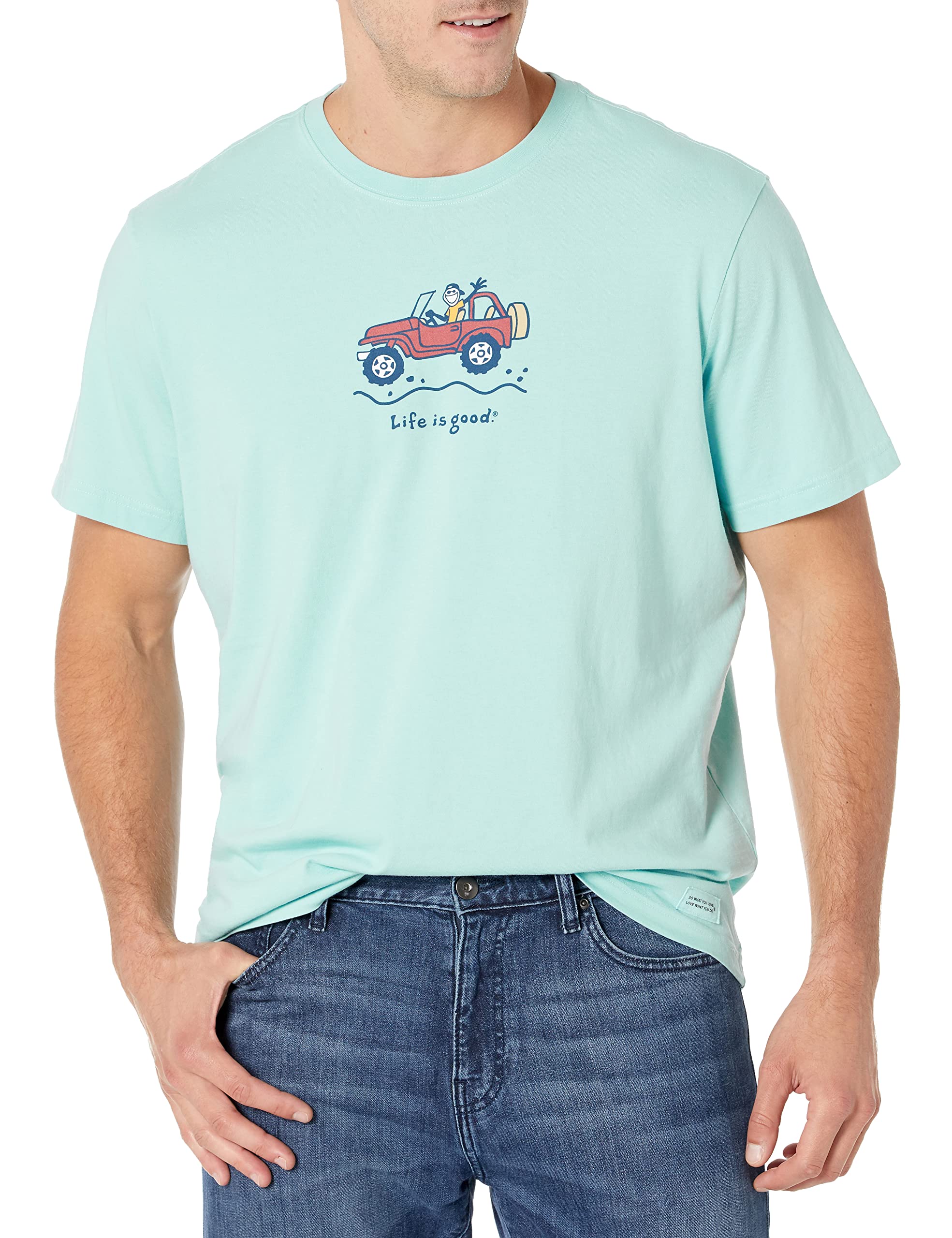 Life is Good Mens Vintage Crusher Off-Road Jake, Short Sleeve Crewneck Graphic T-Shirt
