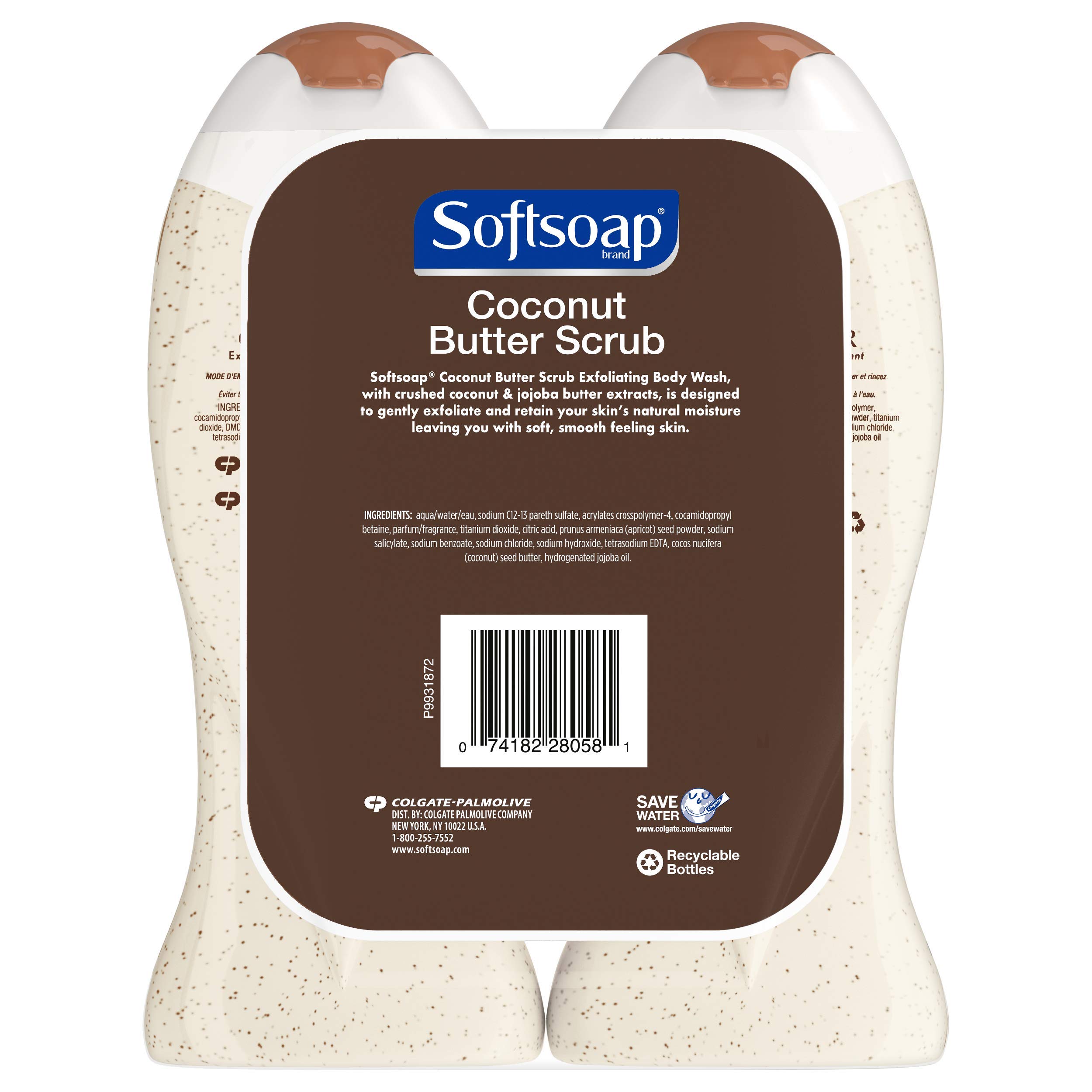 Softsoap Body Butter Coconut Scrub, Body Buff Wash, 15 Ounce (Pack of 2)