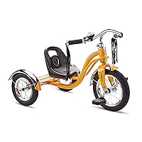 Schwinn Roadster Bike for Toddler, Kids Classic Tricycle, Low Positioned Steel Trike Frame with Bell and Handlebar Tassels, Rear Deck Made of Genuine Wood, for Boys and Girls Ages 2-4 Year Old, Orange