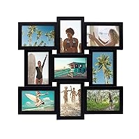 18 x 18 Inch 9 Opening Photo Collage Frame, Displays Four 4x6 and Five 6x4 Inch Photos, Black