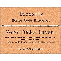 Inspirational Morse Code Bracelets for Women Stainless Steel Jewelry Personalized Gifts for Best Friend Daughter Sister Friendship Adjustable String Beaded Bangles (Zero Fucks Given)
