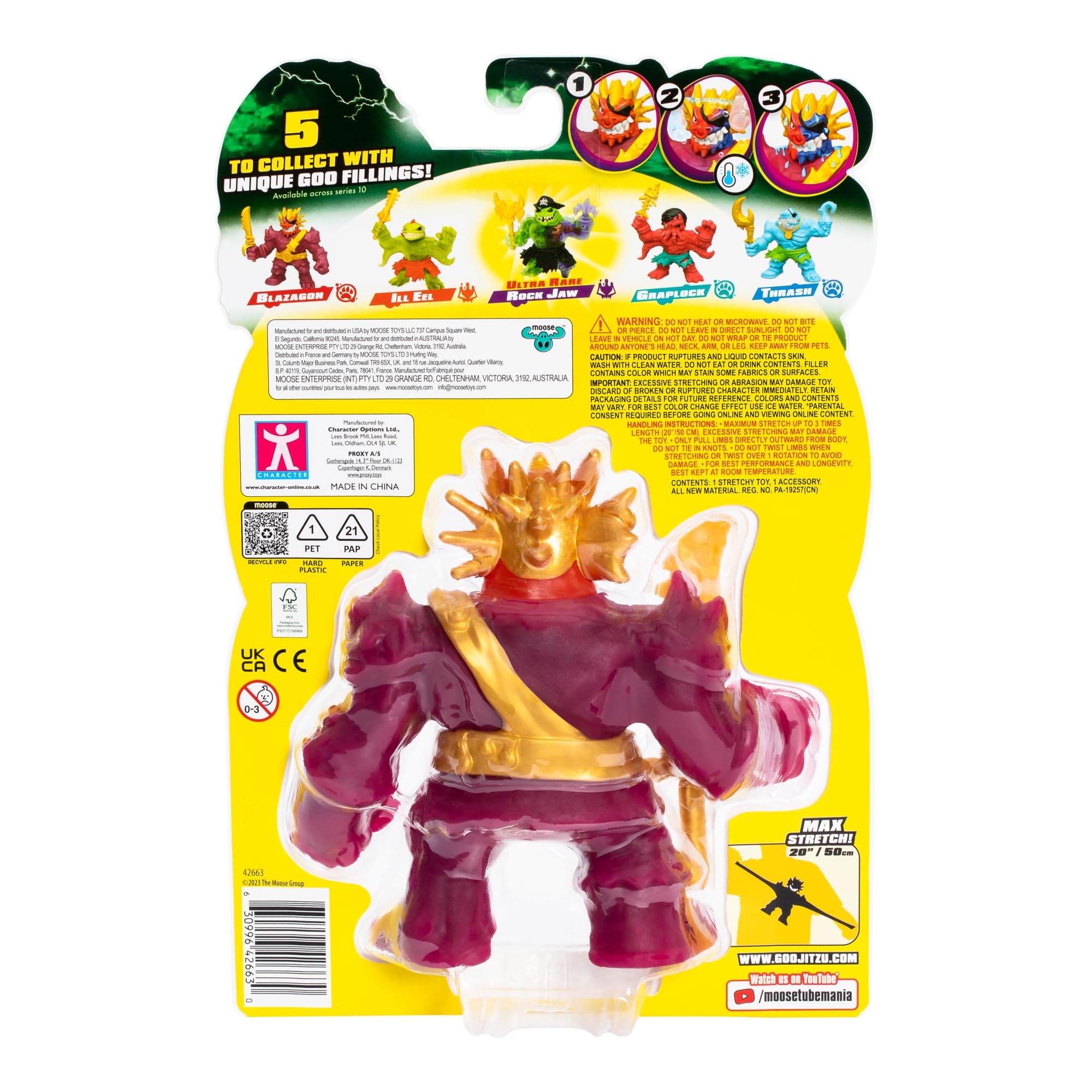 Heroes of Goo Jit Zu Cursed Goo Sea | Super Gooey, Goo Filled Toy Blazagon Action Figure Hero Pack | with Color Changing Face That Reveals His Curse | Stretch Him 3 Times His Size
