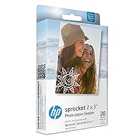 HP Sprocket 2x3 Premium Zink Sticky Back Photo Paper (20 Sheets) Compatible with HP Sprocket Photo Printers.
