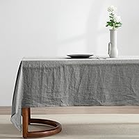 EVERLY 100% Pure Linen Rectangle Tablecloths 60x84Inches for Dining,Buffet Parties,Picnic,Events,Weddings and Restaurants,Decorative Halloween,Thanksgiving Machine Washable Tablecloths-Light Grey