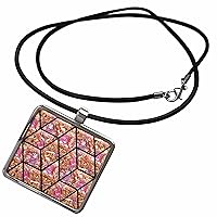 Modern Pink Yellow Abstract Diamond Image Of Liquid... - Necklace With Pendant (ncl_358922)