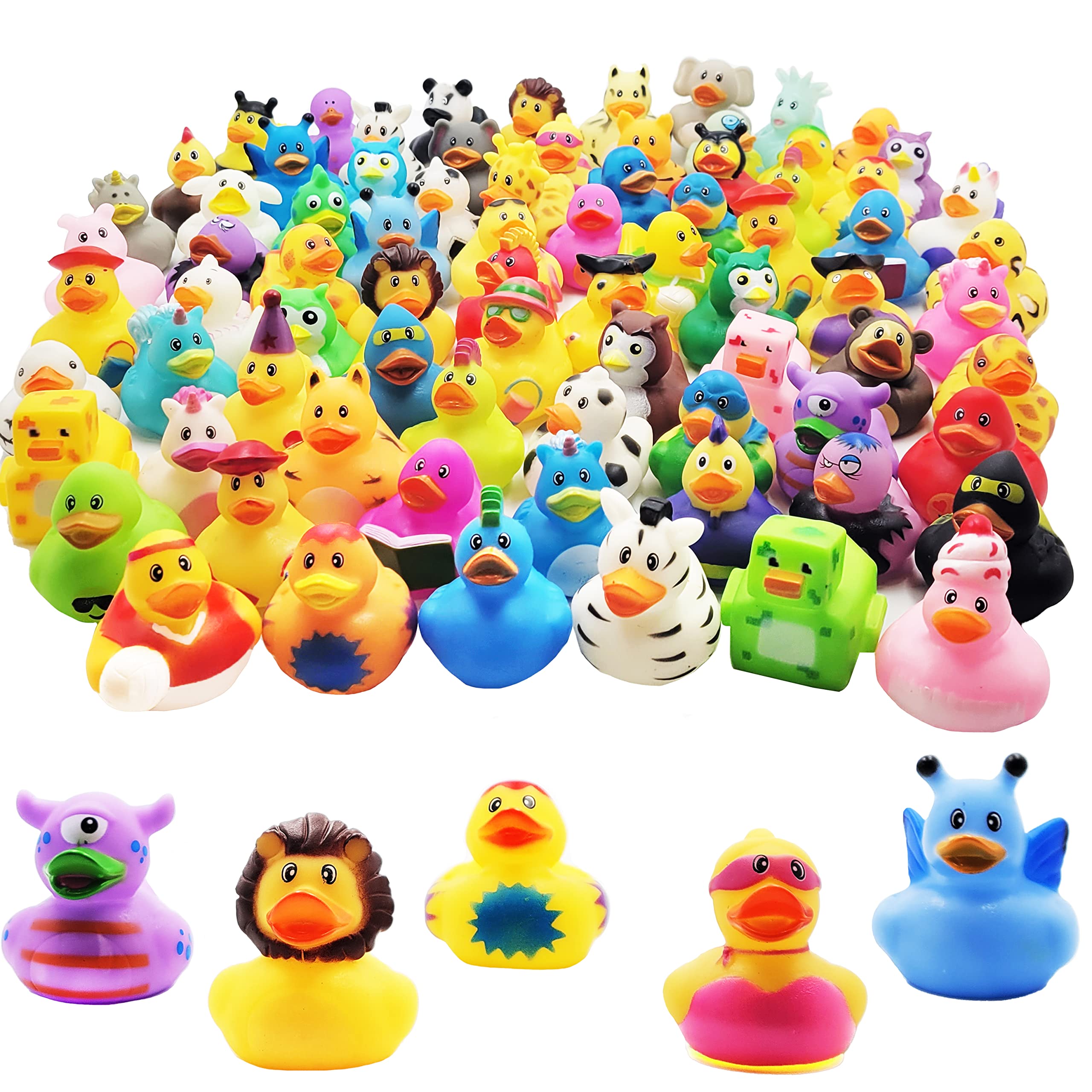 The Dreidel Company Assortment Rubber Duck Toy Duckies for Kids, Bath Birthday Gifts Baby Showers Classroom Incentives, Summer Beach and Pool Activity, 2
