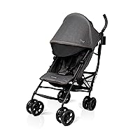 Summer Infant 3Dlite+ Convenience Stroller, Charcoal Herringbone – Lightweight Umbrella Stroller with Oversized Canopy, Extra-Large Storage and Compact Fold