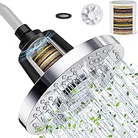SR SUN RISE 7 Inch Anti-Clog High-Pressure Filtered Shower Head with 20-Stage Filter - Dermatologist Recommended for Softening Hard Water to Improve Hair and Skin Problems, Chrome