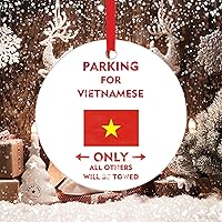 Vietnamese Xmas Keepsake Ceramic Decoration Country Souvenir Vietnamese Flag Christmas Ornaments Parking for Vietnamese Only All Others Will Be Towed Xmas Tree Ornament
