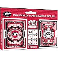 Masterpieces Game Day - NCAA Georgia Bulldogs 2-Pack Playing Cards & Dice Pack - Officially Licensed Set for Adults and Family