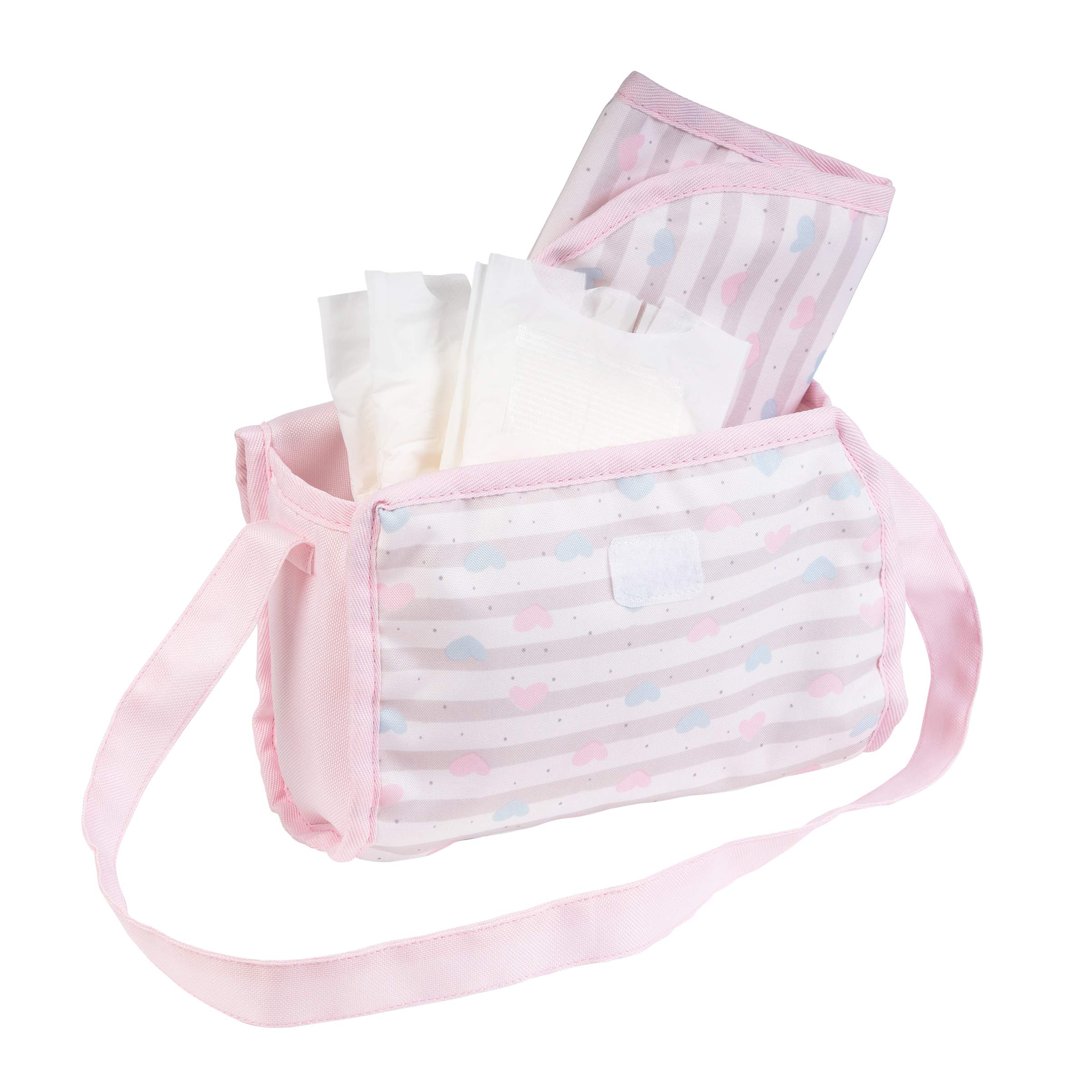 Adora Baby Doll Diaper Bag In Classic Pastel Pink, Diapers Fit 13 Inch Dolls