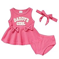Viworld Baby Girl Clothes 0-18M Knitted Tops Sleeveless Set Letter Printed Daddy's Girl Baby Clothes Baby Girl Outfits