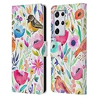 Head Case Designs Officially Licensed Ninola Whimsical Birds Summer Patterns Leather Book Wallet Case Cover Compatible with Samsung Galaxy S21 Ultra 5G