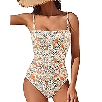SUUKSESS Women Sexy Tummy Control One Piece Swimsuits Square Neck Bathing Suits