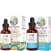USDA Organic Multivitamin with Iron Liquid Drops for Toddlers & Toddler Omega-3 Liquid Drops Bundle by MaryRuth's | Immune Support & Overall Wellness | Cognitive Function | Healthy Development