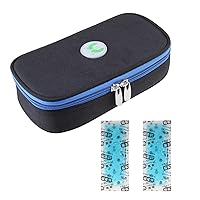 Oxford Fabric Medical Travel Cooler Bag Insulin Cooling Case with 2 Ice Packs for Diabetics Medication Cool (Black)