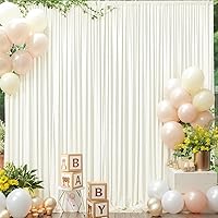 Ivory Backdrop Curtain for Wedding Parties Wrinkle Free Ivory Photo Curtains Backdrop Drapes Fabric Decoration for Baby Shower Photoshoot 5ft x 8ft,2 Panels