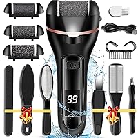 Callus Remover for Feet, 13-in-1 Professional Pedicure Tools Foot Care Kit, Foot Scrubber Electric Feet File Pedi for Hard Cracked Dry Dead Skin, 3 Rollers, 2 Speed, Battery Display
