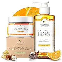 Citrus Body Wash for Dry Skin & Shea Body Butter for Dry, Extremely Dry, Sensitive Skin - pH Balanced Moisturizing Body Wash & Moisturizing Body Cream for Women & Men - Sulfate Free