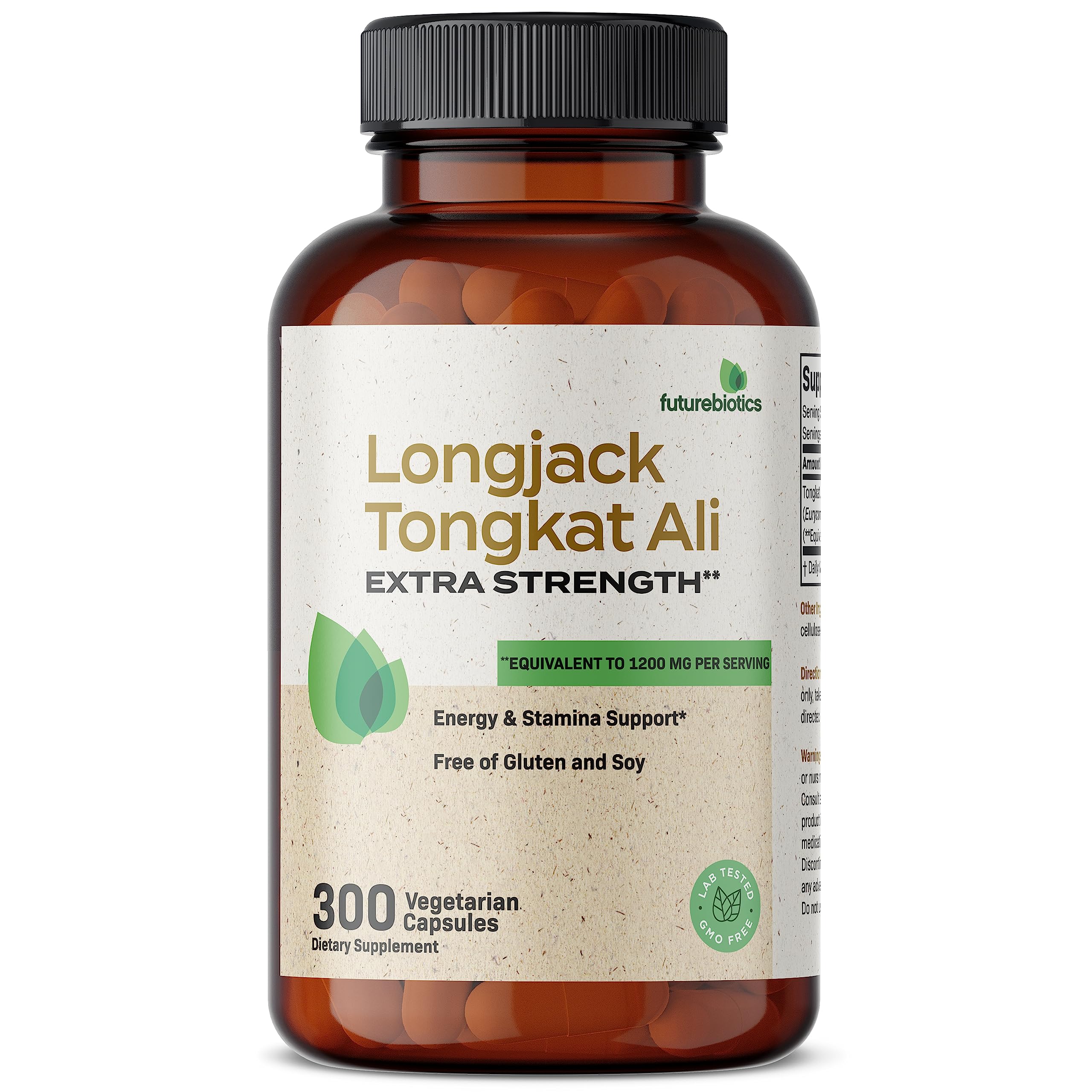 Futurebiotics Longjack Tongkat Ali 1200 MG Energy & Stamina Support, Non-GMO, 300 Vegetarian Capsules