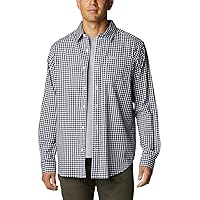 Columbia Men's Vapor Ridge III Long Sleeve Shirt, Collegiate Navy Gingham, 1X Big