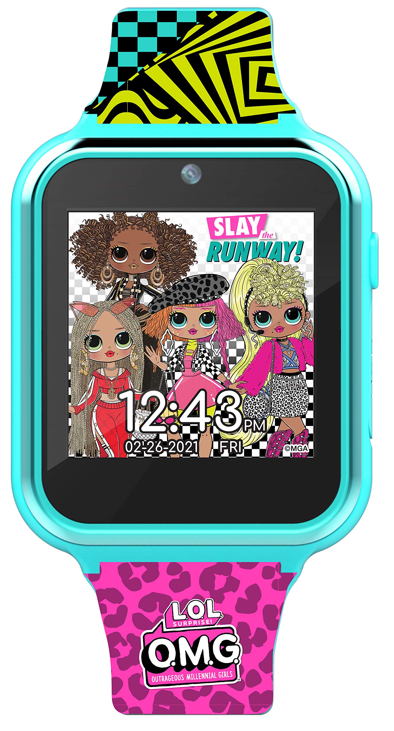 Accutime Kids LOL Surprise Turquoise Educational Learning Touchscreen Smart Watch Toy for Girls, Boys, Toddlers - Selfie Cam, Learning Games, Alarm, Calculator, Pedometer & More (Model: LOL4320OMGAZ)