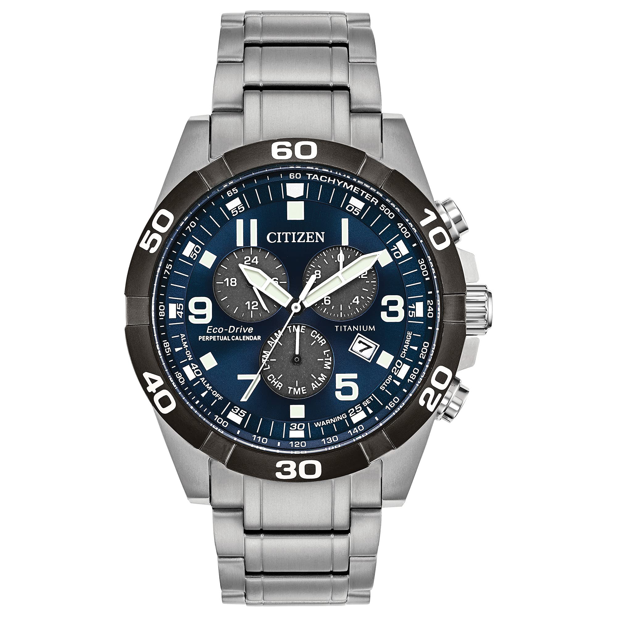 Citizen Men's Eco-Drive Sport Casual Brycen Chronograph Watch, Super Titanium™, Perpetual Calendar, Tachymeter 12/24 Hour Time, Alarm, Date