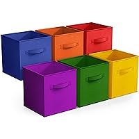 Sorbus Fabric Storage Cubes - 6 Foldable Storage Bins for Organizing Pantry, Cubbies, Toy Box - Clothes Storage & Closet Organizer - 11 Inch Collapsible Cube Baskets for Shelves with Handle