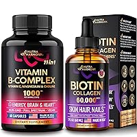 NUTRAHARMONY Vitamin B Complex Capsules & Liquid Biotin, Collagen Drops