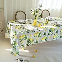 Lemon Pattern Tablecloth 60x120 Inch, Spill Proof Watercolor Style Lemon Printed Rectangular Table Cloth, Lemon Tree Table Cover, Fruit Print Spring and Summer Table Decoration