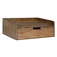 Kate and Laurel Kitt Floating Shelf Side Table with Drawer, Rustic Brown
