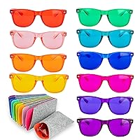 10-Pack of Color Therapy Glasses with Matching Cases - Healing Colored Chromotherapy Chakra Light Therapy Glasses Eyewear to Support Mood, Relaxation, Focus & More - Colorful Sunglasses