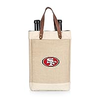 PICNIC TIME NFL Pinot - Jute 2 Bottle Insulated Wine Bag - Wine Tote Bag - Wine Gift Bag, (Beige)