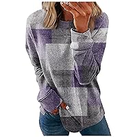 Basics Womens Clothing, Women's Fashion Casual Loose Floral Print Shirt Round Neck Stitching Long Sleeve Tunic Top